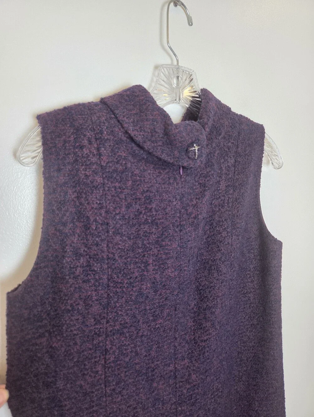 CHANEL Purple Wool Sheath Dress Cashmere Silk Designer Quiet Luxury EU 42